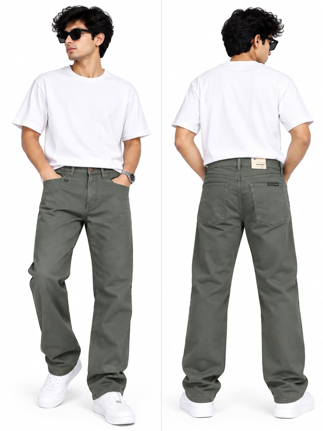 Men's Relaxed Fit Olive Green Chino Trousers