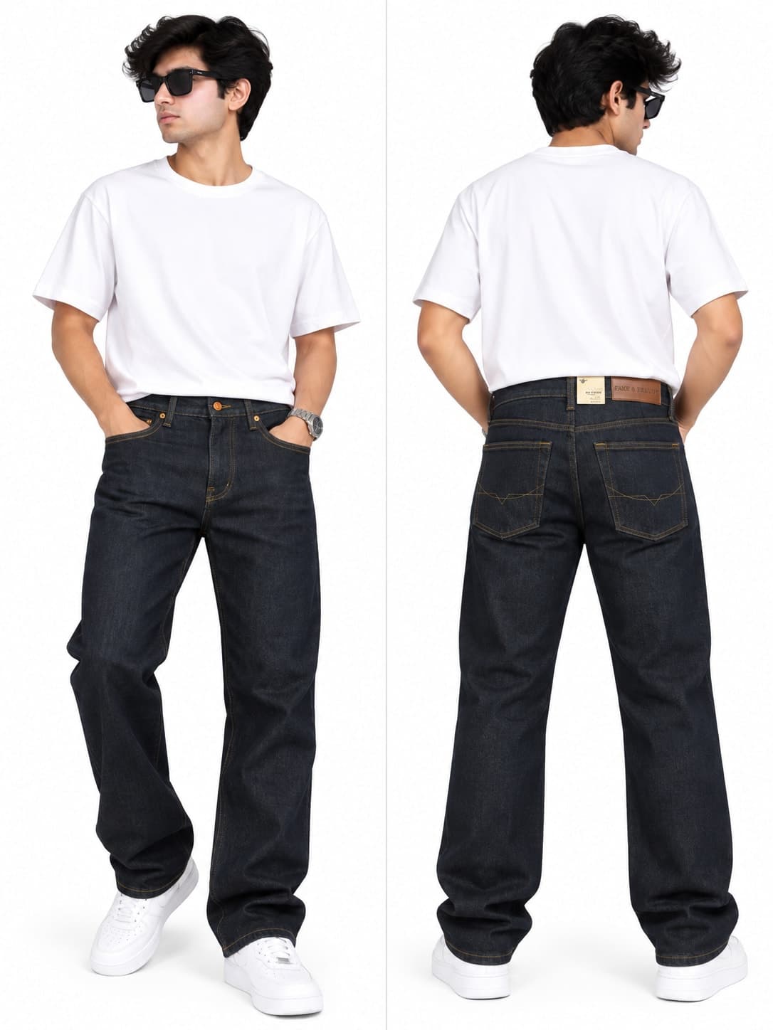 Men's Dark Wash Straight-Leg Denim Jeans