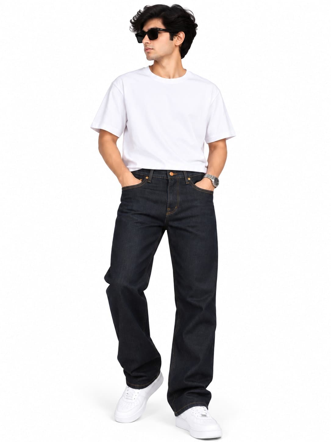 Men's Dark Wash Straight-Leg Denim Jeans - alternate view